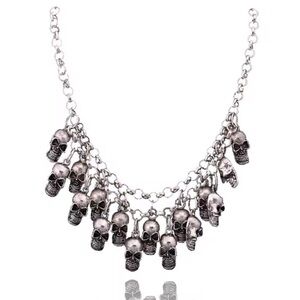 Gothic Skull Charm Silver Necklace
